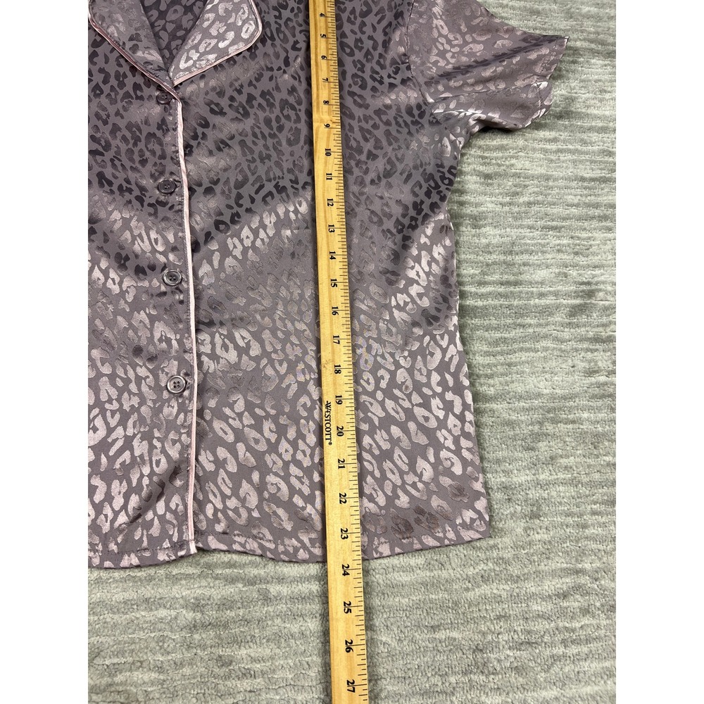 BCBGMAXAZRIA Pajama Set Womens Medium Mauve Leopard Satin Jacquard 2pc Lounge - Picture 4 of 16